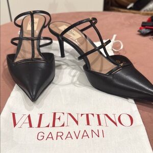 Valentino Garavani Black Leather Stiletto Heels